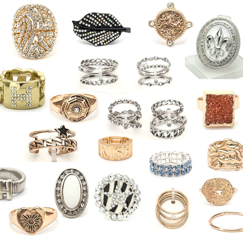 20 PC Fun Mix Rings Wholesale Bundle
